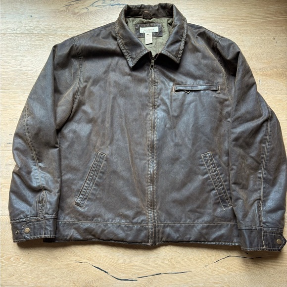 Sundance Brown Waxed Cotton Canvas Bomber Jacket size XXL price firm! - Picture 3 of 8